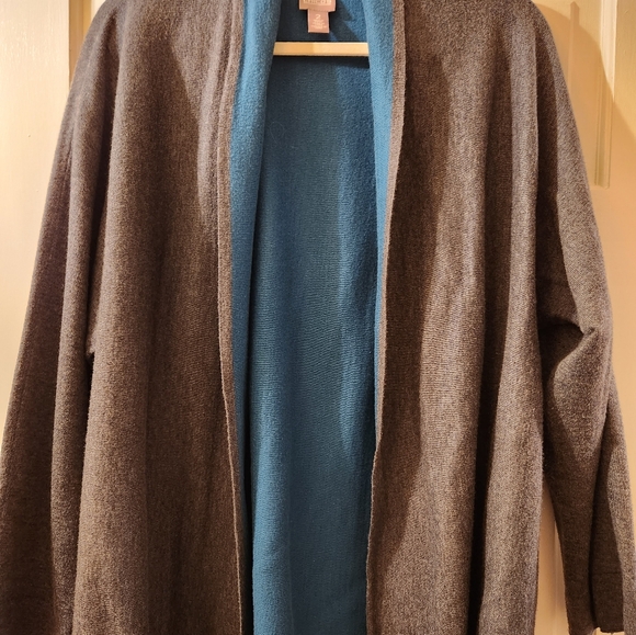 CHICO'S OPEN FRONT SWEATER GRAY AND TEAL COLOR CHICO'S SIZE 2 EXCELLENT CONDITIO - Picture 7 of 7